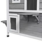 Maison Extérieur pour Chat Abri Extérieur en Bois pour Chats Errants 2 Étages Toit Ouvrant Bitumé 99,5x76x91cm Gris-7
