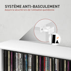 Rangements pour CD et DVD avec 8 compartiments et 6 étagères réglables, capacité max. 360 CD/185 DVD et Blu-ray, blanc-5
