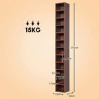 Rangements pour CD et DVD, étagère colonne de rangement, meuble de rangement avec 12 compartiments, capacité max. 204 CD, 21 x 20 x 175 cm, marron-2