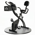 Vélo d'Appartement Pliable 4-en-1 - Ergomètre Magnétique Silencieux avec Cordes de Résistance - Sport Maison et Cardio-training avec Roulettes, Selle Confort et LCD (Max 120kg), Noir-0