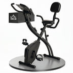 Vélo d'Appartement Pliable 4-en-1 - Ergomètre Magnétique Silencieux avec Cordes de Résistance - Sport Maison et Cardio-training avec Roulettes, Selle Confort et LCD (Max 120kg), Noir-0