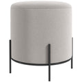 Pouf ottoman tabouret pouf repose-pied en velours pieds en acier pour salon chambre Ø 35 x 38 cm gris clair-0