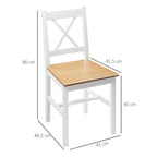Lot de 4 chaises de salle à manger en bois massif chaise de cuisine esprit campagne dossier croisé blanc et chêne-2