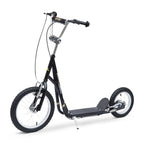 Trottinette patinette Vélo Enfant à partir de 5 Ans Tout Terrain Grands pneus gonflables Guidon réglable poignées Freins et béquille pour Adultes et Enfants Acier Noir-0