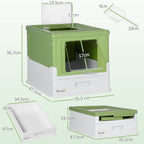 Maison de toilette pour chat pliable double porte battante et supérieure pelle fourni 47,5 x 35,5 x 36,7 cm vert avocat-2