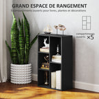 Bibliothèque étagère de rangement avec 5 compartiments, pour salon chambre à coucher bureau, 50x24x80cm, noir-3
