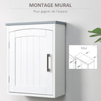 Meuble wc suspendu armoire à pharmacie murale armoire salle de bain rangement avec porte et étagère réglable - 41 x 18,5 x 52 cm - MDF - blanc-5