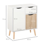 Buffet Meuble de Rangement Design scandinave 2 placards tiroir Coulissant Bois Blanc chêne Clair-2
