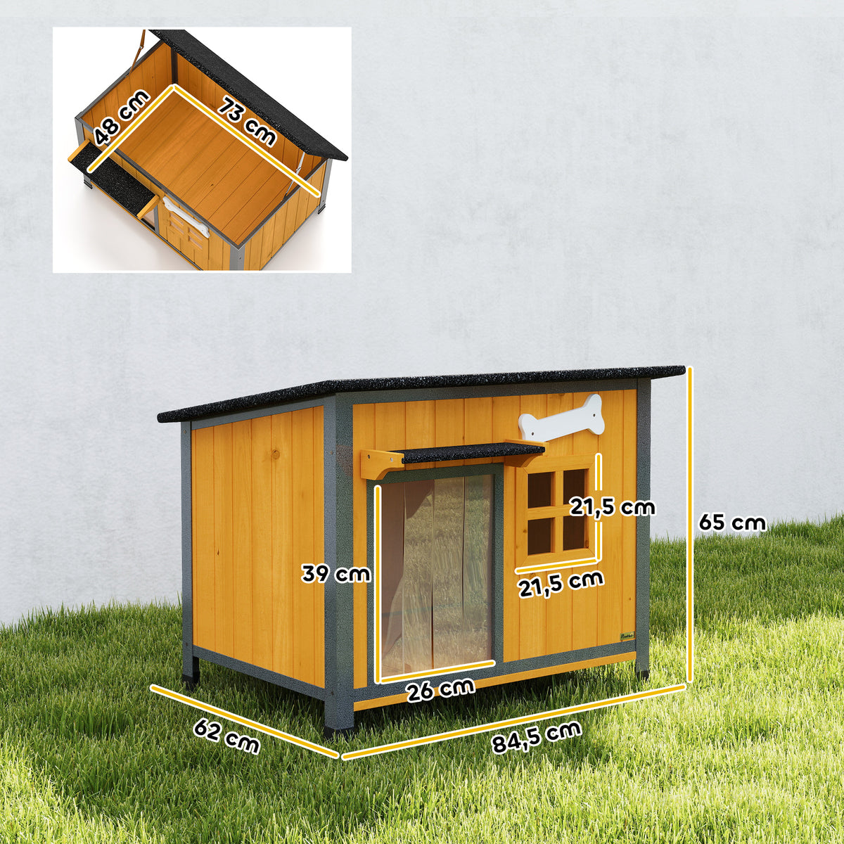 Niche pour chien extérieure résistante aux intempéries cabane pour chien avec plancher amovible-2