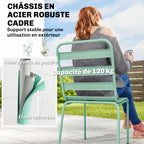 Lot de 2 Chaises de Jardin Empilables en Métal pour Terrasse, Balcon, Jardin, Vert-4