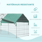 Clôture pour petits animaux cage pour animaux domestiques cadre en métal galvanisé 4 piquets de sol inclus 220 x-3