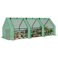 Mini Serre de Jardin mini serre tunnel 270L x 90l x 90H cm toit pointu Acier PE Haute densité 140 g/m² Anti-UV 3 fenêtres avec Zip enroulables Vert-0