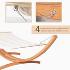 Hamac de jardin avec support en bois hamac sur pied 1 personne 3,92L x 1,2l x 1,1H m coloris crème marron-4