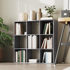 Bibliothèque, étagère de rangement à 3 niveaux avec 9 compartiments, pour salon, bureau, chambre, 91x29,5x91cm, gris-8
