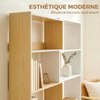 Bibliothèque d'angle rotative 350° à 5 niveaux, étagère de rangement extensible en forme L, 60-111x24x164cm, chêne-4