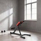 Banc de Musculation Réglable 5 Niveaux, Chaise Romaine avec Rouleaux en Mousse Dense, 112 x 62 x 88 cm, Noir et Rouge-1
