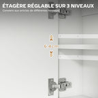 Armoire murale salle de bain avec miroir, meuble salle de bain, 2 portes miroir, étagère ouverte 60 x 16 x 60 cm blanc-5