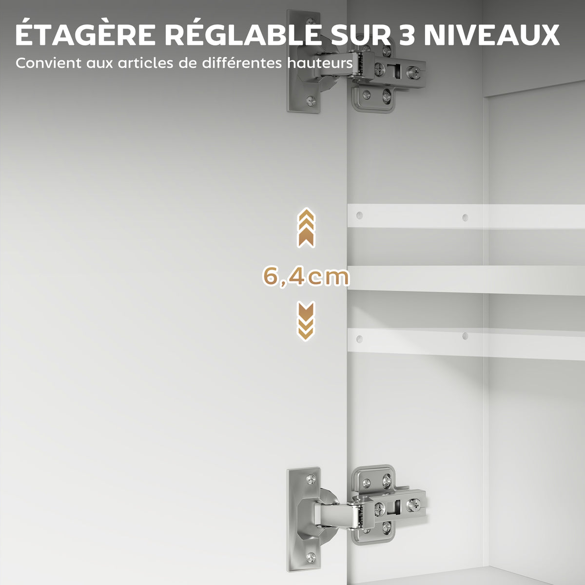 Armoire murale salle de bain avec miroir, meuble salle de bain, 2 portes miroir, étagère ouverte 60 x 16 x 60 cm blanc-5