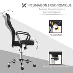 Lot de 2 fauteuils de bureau manager dossier ergonomique hauteur assise réglable pivotant tissu maille noir-5