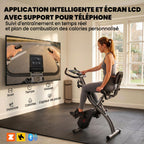 Vélo d'Appartement Pliable Vélo de Fitness 4 en 1 Silencieux Connecté Kinomap Bluetooth et Zwift 105x53,5x109cm Noir-4