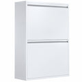 Meuble Poubelle de Tri Sélectif 60 L (4 x 15 L), 4 Compartiments, Fermeture Amortie, Seaux Intérieurs Amovibles, Blanc-0