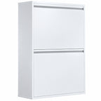 Meuble Poubelle de Tri Sélectif 60 L (4 x 15 L), 4 Compartiments, Fermeture Amortie, Seaux Intérieurs Amovibles, Blanc-0