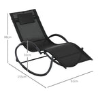 Chaise longue à bascule avec tétière utilisation extérieure intérieure noir-2
