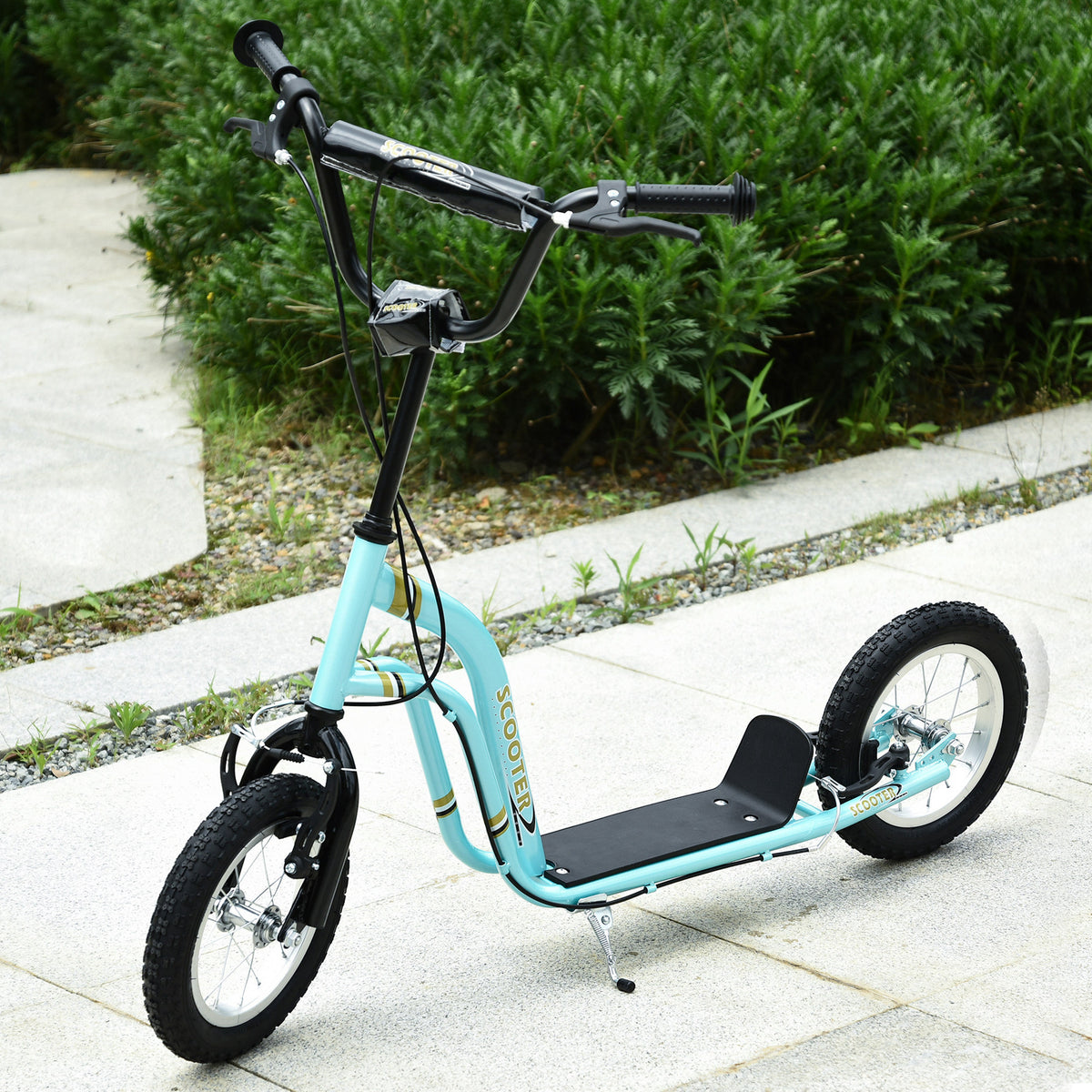 Trottinette pour enfants 5 à 12 ans 2 roues, patinette enfant avec hauteur réglable 120 x 58 x 85-95 cm bleu-1