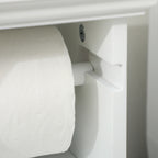 Meuble de salle de bain support papier toilette avec placard et sortie papier en bois blanc-8