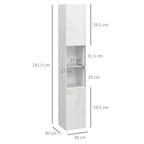 Meuble colonne de salle de bain 2 placards avec étagères réglables + 2 niches 30 x 30 x 181,5 cm blanc-2