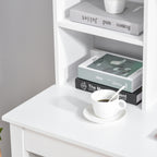 Bureau avec rangement bibliothèque en bois moderne avec étagères et grand plateau pour petits espaces maison chambre à coucher, 105 x 50 x 137,5 cm, blanc-5