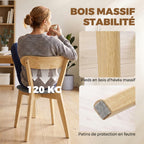 Lot de 2 Chaises de Salle à Manger, Chaises Cuisine, Assise Rembourrées en Lin, Dossier Incurvé, Gris et Bois Naturel-6