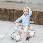 Draisienne vélo Enfant 4 roues selle réglable, guidon ergonomique alliage alu. PP, enfant 1 à 3 ans - Marron Blanc-9
