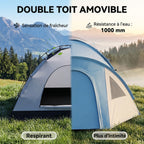 Tente de camping familiale 3 personnes tente dôme étanche légère, ventilée facile à monter double porte et-3