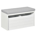 Banc de Rangement avec Coussin Gris - Meuble à Chaussures - Banc à Chaussures avec Grand tiroir Double Compartiment - MDF Blanc-0
