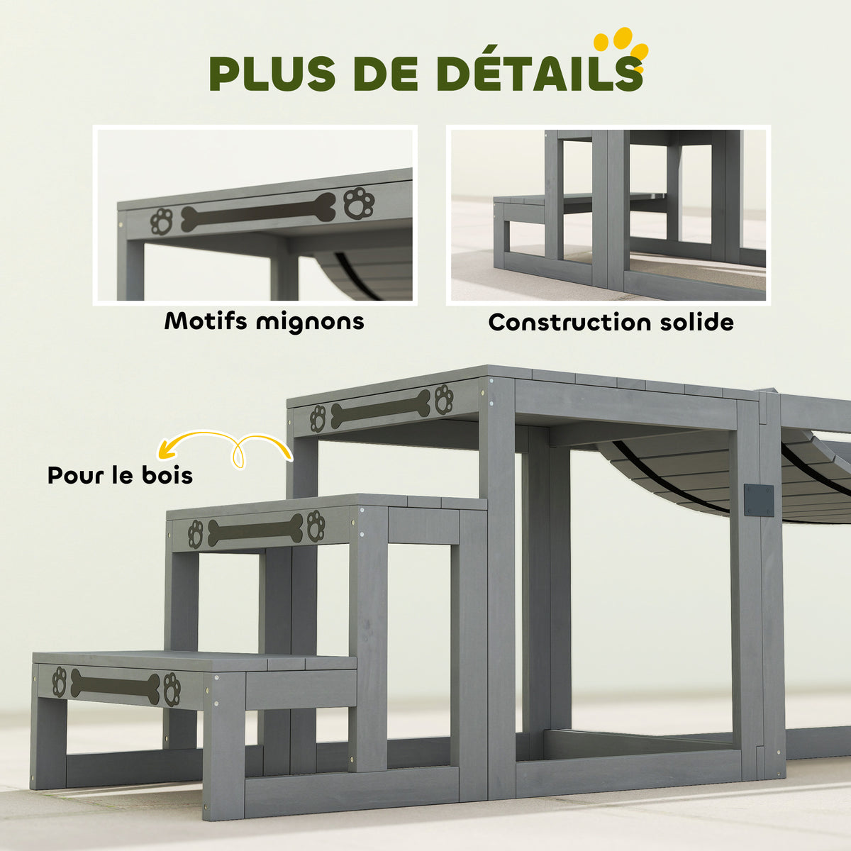 Équipements d'entraînement agilité pour chien kit d'équipement d'agilité pour chien 3 pièces en bois massif gris-7