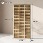 Rangements pour CD et DVD, étagère rangement 1116 CD/528 DVD, 36 compartiments et étagères réglables, chêne-2
