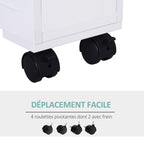 Meuble de rangement de salle de bain sur roulette armoire WC toilettes étagère ouverte 2 tiroirs 16 x 52 x 71,5 cm blanc-3