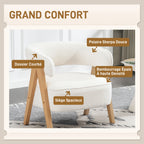 Fauteuil de salon en tissu bouclette, chaise rembourrée, assise large, dossier ergonomique, 70 x 64 x 71 cm, blanc-3
