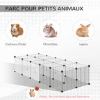 Enclos pour petits animaux design DIY cage modulable pour cochon d'Inde lapin chinchillas petits animaux domestiques 27 panneaux noir-4