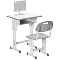Bureau et chaise pour enfant avec support de lecture casier crochet et porte stylo 60 x 45x 90-102 cm gris-0