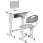 Bureau et chaise pour enfant avec support de lecture casier crochet et porte stylo 60 x 45x 90-102 cm gris-0