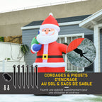 Père Noël Gonflable LED 2,4H m avec hotte Polyester imperméable Rouge-6