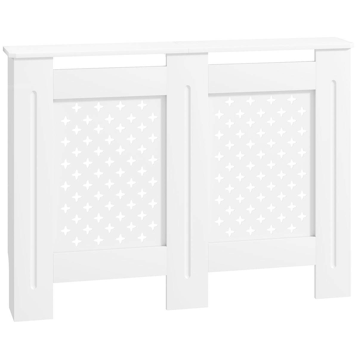 Couvercle de radiateur cache radiateur grille croisée pour salon chambre à coucher en bois 112l x 19P x 81,5H cm blanc-0