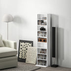 Rangements pour CD et DVD 9 compartiments et 6 étagères réglables capacité max. 260 CD/120 DVD 33 x 24 x 140 cm blanc-1