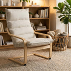 Fauteuil salon fauteuil de loisirs moderne fauteuil chambre avec accoudoirs incurvés, coussins, 67 x 83 x 105 cm, crème-1
