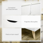 Commode 5 tiroirs meuble de rangement 4 pieds biseautés - bois, 60 x 40 x 77,5 cm, blanc-5