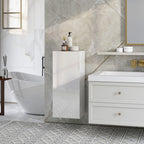 Meuble Mural de Salle de Bain, Étagère Réglable en Verre Trempé, Porte sans Poignée, Moderne, 30x23,4x71,2cm, Blanc-9