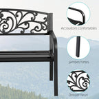 Banc de Jardin terrasse en Acier Fonte Noir 2 Places 127 x 60 x 87 cm Charge Max 240 Kg-4