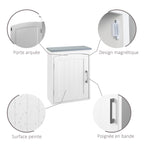 Meuble wc suspendu armoire à pharmacie murale armoire salle de bain rangement avec porte et étagère réglable - 41 x 18,5 x 52 cm - MDF - blanc-6